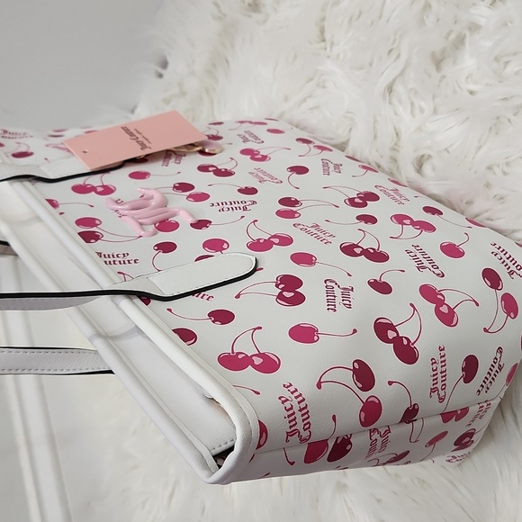 🔹️Juicy Couture🔹 Cherry On top Print Whire and Pink Cherry Tote Bag And Wallet - Picture 6 of 12